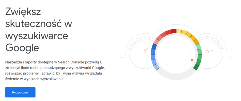 Widok startowy Google Search Console